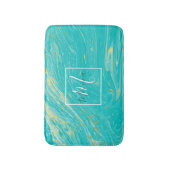 Luxe royale elegante Marmer Goud Blauw monogram Badmat (Voorkant Verticaal)