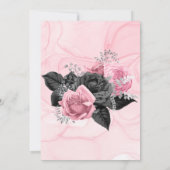 Luxe roze Black Floral Inking Engagement Party Kaart (Achterkant)