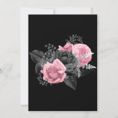 Luxe roze Black Floral Inking Engagement Party Kaart (Achterkant)