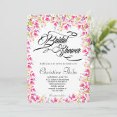 Luxe roze bloem bruiloft uitnodiging (Staand voorkant)