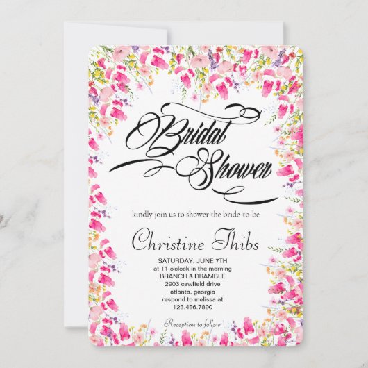 Luxe roze bloem bruiloft uitnodiging (Voorkant)
