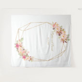 Luxe Roze Bloem Goud Bruiloft Fotohokje Wandkleed (Voorkant (horizontaal))