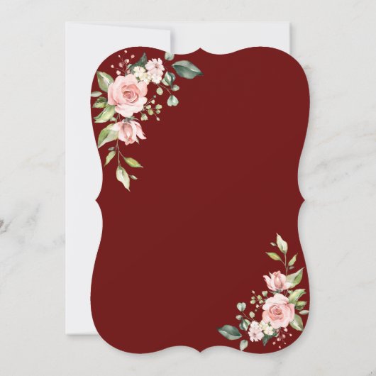 Luxe Roze Bloem Gouden Frame Bruiloft Thee Feestje Kaart (Achterkant)