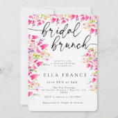 Luxe roze bloemachtige bruidsbrunch uitnodiging (Voorkant)