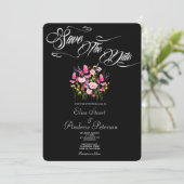 Luxe Roze Bloemachtige Save the Date Uitnodiging (Staand voorkant)