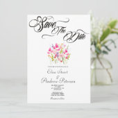Luxe Roze Bloemachtige Save the Date Uitnodiging (Staand voorkant)