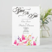 Luxe Roze Bloemachtige Save the Date Uitnodiging (Staand voorkant)