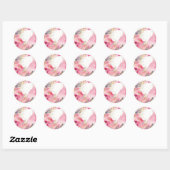 Luxe Roze Bloemen Goud Ronde Sticker (Vel)