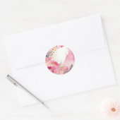 Luxe Roze Bloemen Goud Ronde Sticker (Envelop)