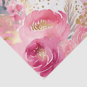 Luxe Roze Bloemen Goud Tissuepapier (Detail)