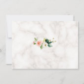 Luxe Roze Bloemen Gouden Frame Marmeren Huwelijk Save The Date (Achterkant)