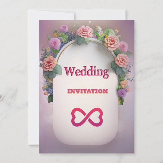 Luxe Roze Bloemen Kunst Huwelijksuitnodiging Kaart (Voorkant)