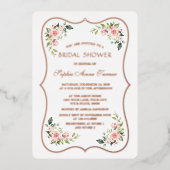 Luxe Roze Bloemen Roos Goud Lijst Vrijgezellenfees Folie Uitnodiging (Voorkant)