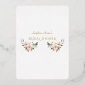 Luxe Roze Bloemen Roos Goud Lijst Vrijgezellenfees Folie Uitnodiging (Achterkant)