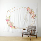 Luxe Roze Bloemengoud Bruiloftsfotocabine Wandkleed (In Situ (horizontaal))