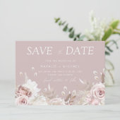 Luxe Roze Bloemige Botanische Trouw Save The Date (Staand voorkant)