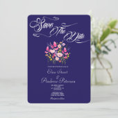 Luxe roze bloemige save-the-date uitnodiging (Staand voorkant)