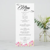 Luxe Roze Bloemige Trouw Menu Kaart (Staand voorkant)