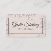 Luxe Roze Bloemrijke Script Schoonheidsspecialiste Visitekaartje (Voorkant)