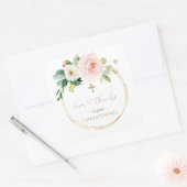 Luxe Roze Blush Bloem Wit Kruis Doop Vierkante Sticker (Envelop)