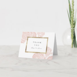 Luxe roze blush goud vintage botanische bruiloft bedankkaart