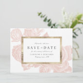 Luxe roze blush goud vintage save the date (Staand voorkant)