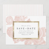 Luxe roze blush goud vintage save the date (Voorkant / Achterkant)