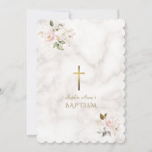 Luxe roze blush gouden bloemen foto doop kaart (Achterkant)