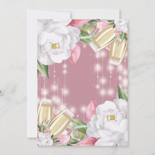 Luxe Roze Champagne Bloemen 30e Verjaardagsfeest Kaart (Achterkant)