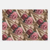 Luxe Roze Chrysanthemums Goud Verpakking Papier Se Inpakpapier Vel (Voorkant 3)