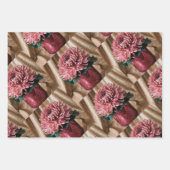 Luxe Roze Chrysanthemums Goud Verpakking Papier Se Inpakpapier Vel (Voorkant 2)