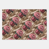 Luxe Roze Chrysanthemums Goud Verpakking Papier Se Inpakpapier Vel (Voorkant)