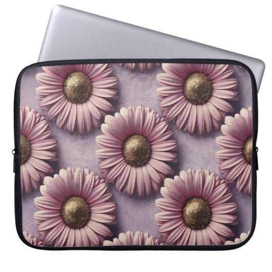 Luxe Roze Daisies Laptop Hoesje Sleeve (Voorkant)