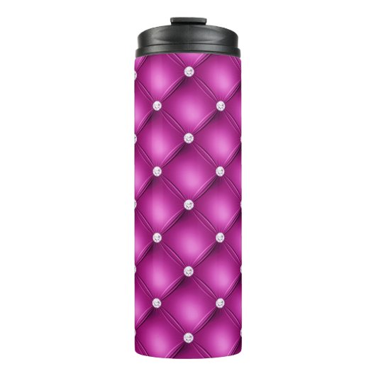 Luxe Roze Diamant Geplooid Patroon Thermosbeker (Voorkant)