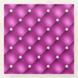 Luxe Roze Diamant Gestoffeerd Patroon Glazen Onderzetter