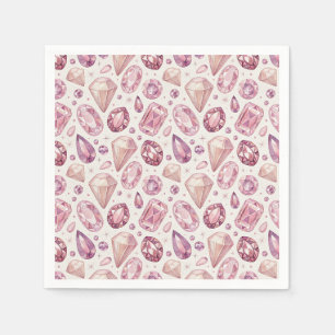 Luxe Roze Edelstenen & Fonkelende Kristallen Juwel Servet