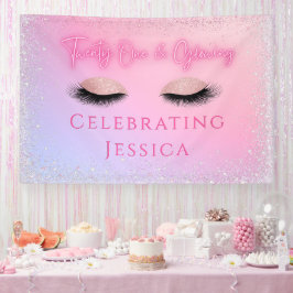 Luxe Roze Eenentwintig & Glowing 21e Verjaardag Spandoek