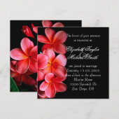 Luxe roze elegante Plumeria bruiloft uitnodigen Kaart (Voorkant / Achterkant)