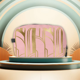 Luxe roze en gouden Art Deco ontwerp toilettas Toilettasje