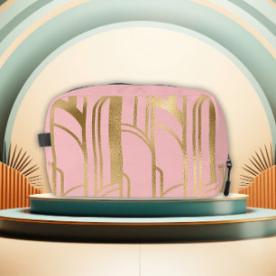 Luxe roze en gouden Art Deco ontwerp toilettas Toilettasje