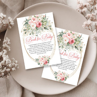 Luxe Roze en Gouden Baby Shower Boek Verzoek Informatiekaartje
