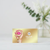 Luxe Roze en Gouden Glam Chic Visitekaartje (Staand voorkant)