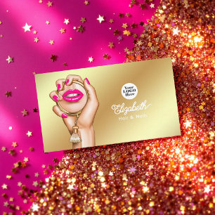 Luxe Roze en Gouden Glam Chic Visitekaartje