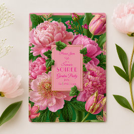 Luxe Roze en Groene Bloemetuinfeest Kaart