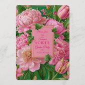 Luxe Roze en Groene Bloemetuinfeest Kaart (Voorkant)