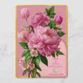 Luxe Roze en Groene Bloemetuinfeest Kaart (Achterkant)