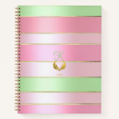 Luxe roze en groene gestreepte notitieboek (Voorkant)