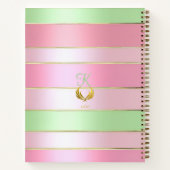Luxe roze en groene gestreepte notitieboek (Achterkant)