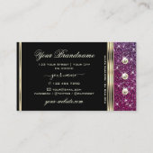 Luxe Roze en Paarse Glitter Diamonds Goud Zwart Visitekaartje (Achterkant)