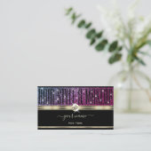 Luxe Roze en Paarse Glitter Diamonds Goud Zwart Visitekaartje (Staand voorkant)
